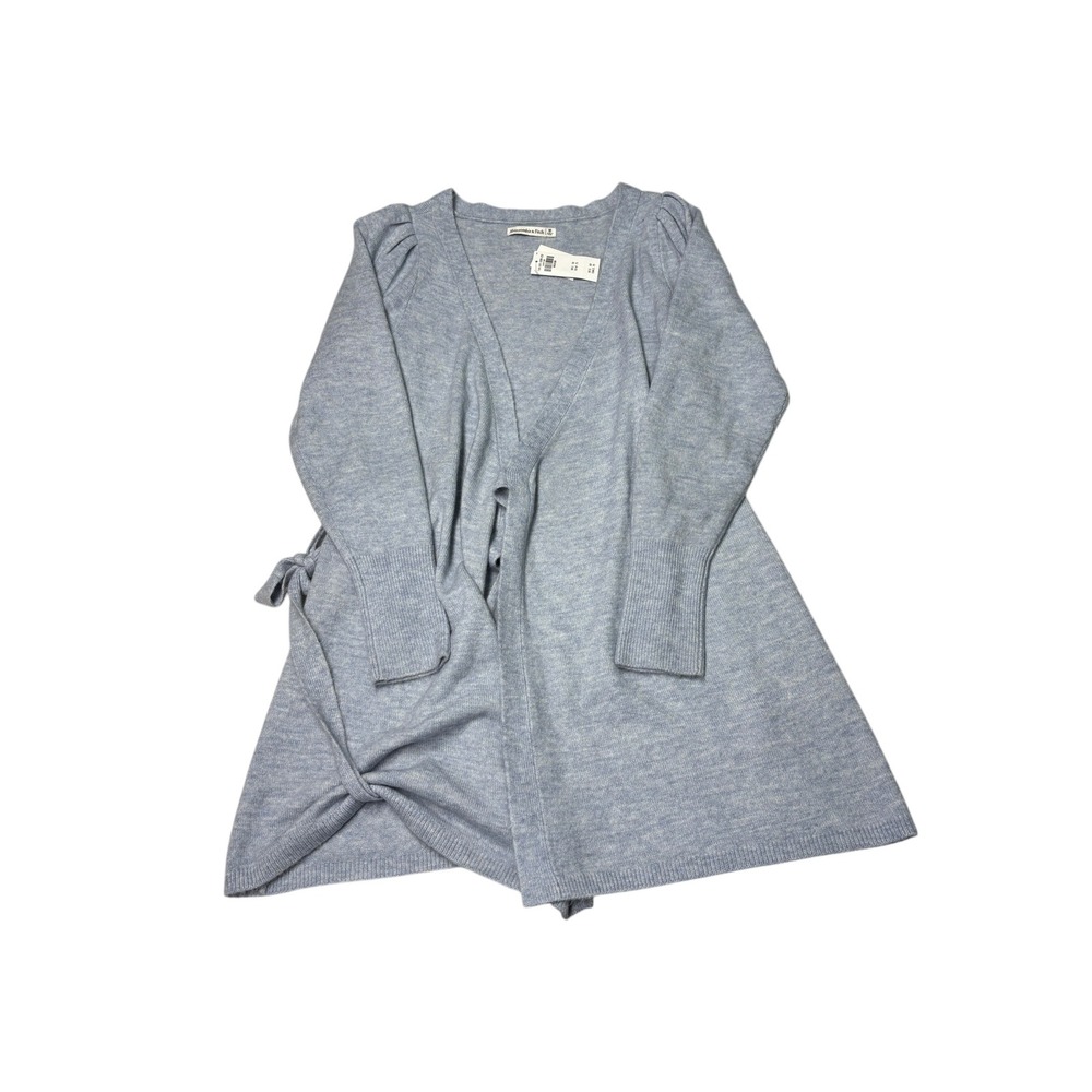 NWT Abercrombie & Fitch‎ Womens Wrap Cardigan Sweater Blue Knit Tie Waist Medium